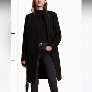 All Saints All Black Wool Leni Coat